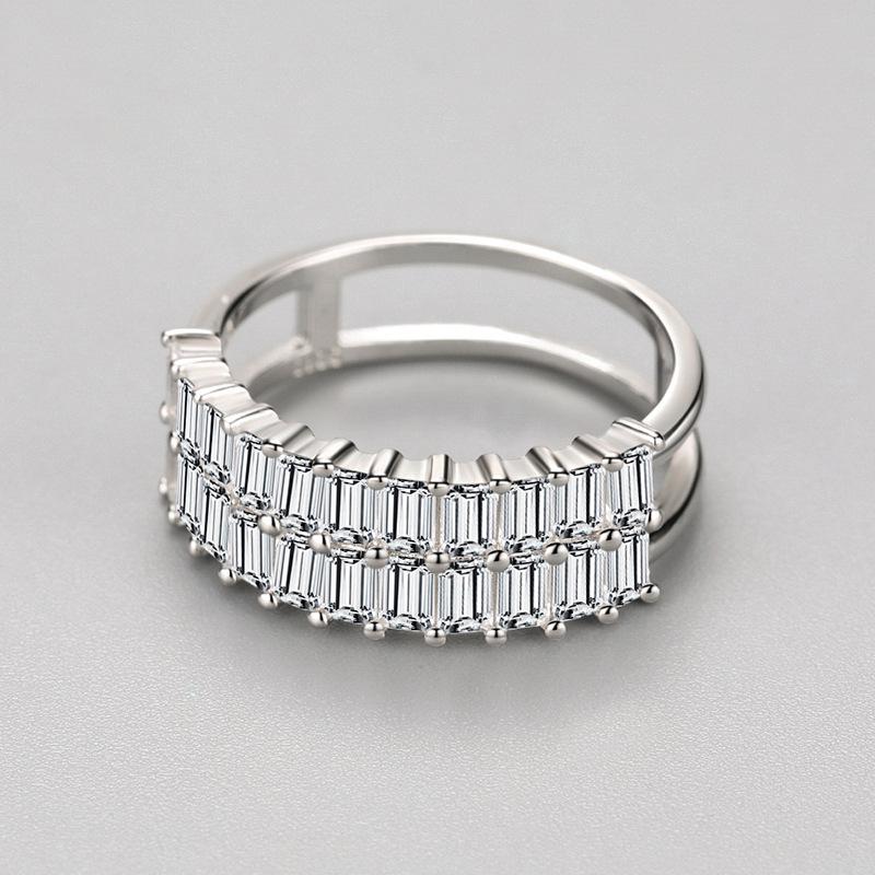 Tancise Classic 925 Sterling Silver  Zircon Ring Ladies Jewelry Wedding Promise Party Gift