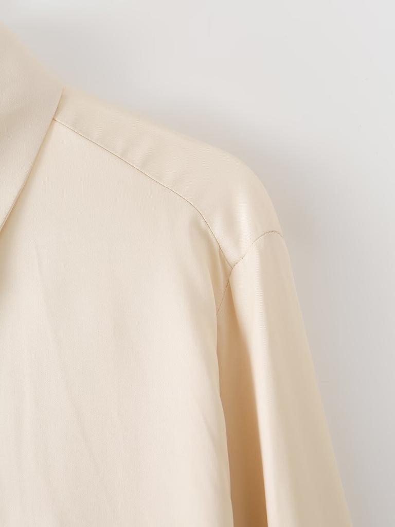 European and American Style, New Women's Clothing, Foreign Style, Fashionable Style, Lace Splicing Silk Satin Texture Shirt