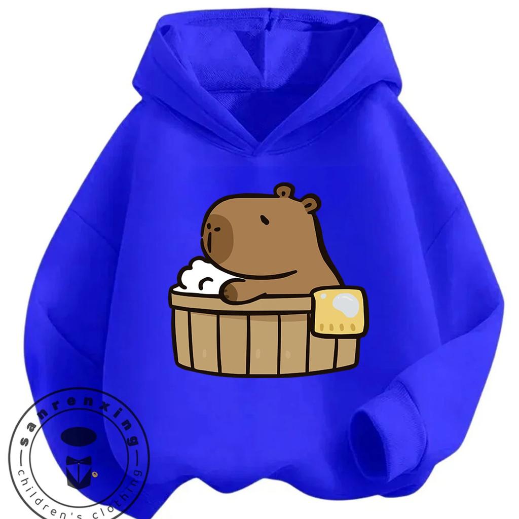 Loose Comfy Spring Autumn Hoodie Capybara Trendy Animal Motif Casual All Match Streetwear For Kids