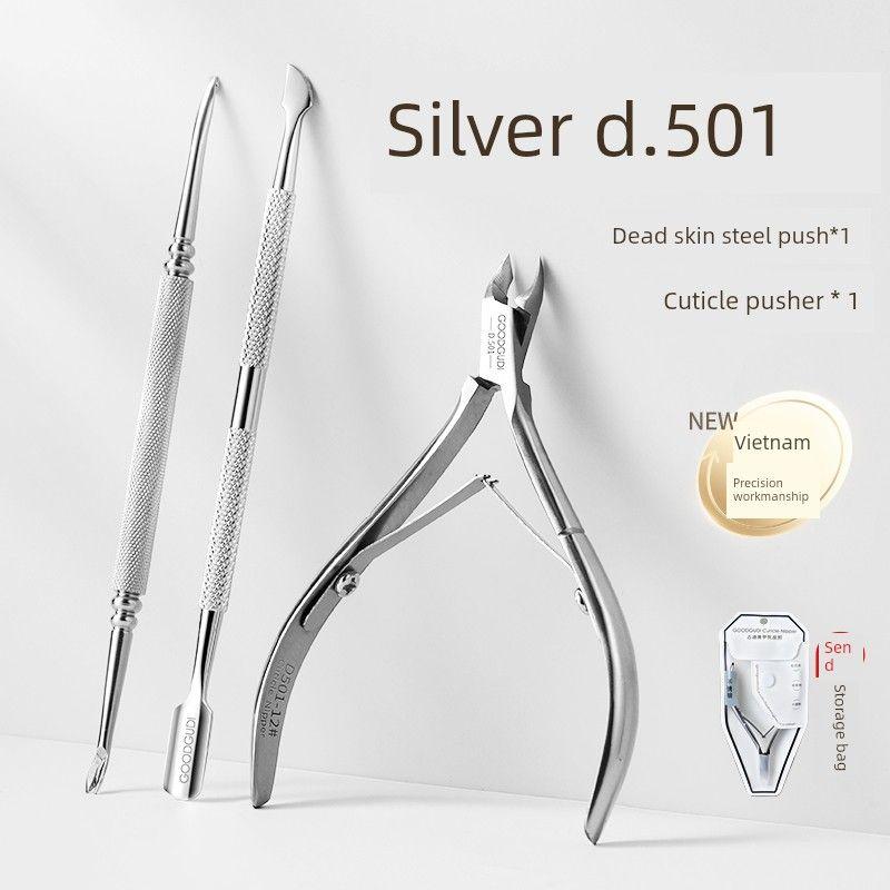 Vietnam D501 Dedicated Tool Set Steel Push Cuticle Nipper D501 Silver Basic Three-Piece Set(Household Set)