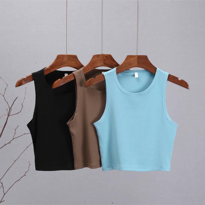 Hirsionsan Summer Solid Short O Neck Knitted Tank Women Casual Skinny Camis Vest Female Sleeveless Shoulderoff Sexy Tops