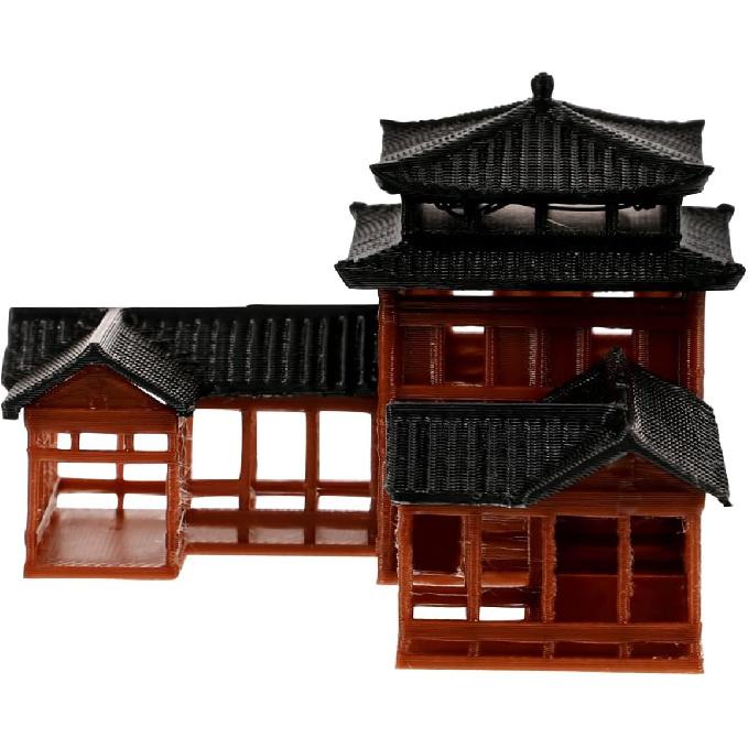 B0D5DC8MHG Miniature Japanese Statue - Hand Crafted Plastic Fish Tank Decor, Asian Garden Ornament, Ancient Architecture Model for Home, Office, and