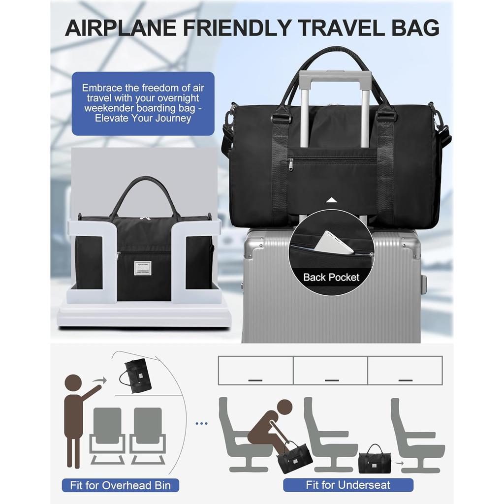 Sporttas voor Dames & Heren - Reis Duffel met Schoenvak & Nat Vak, Waterdichte Sport-, Yoga-, Weekend-, Handbagage