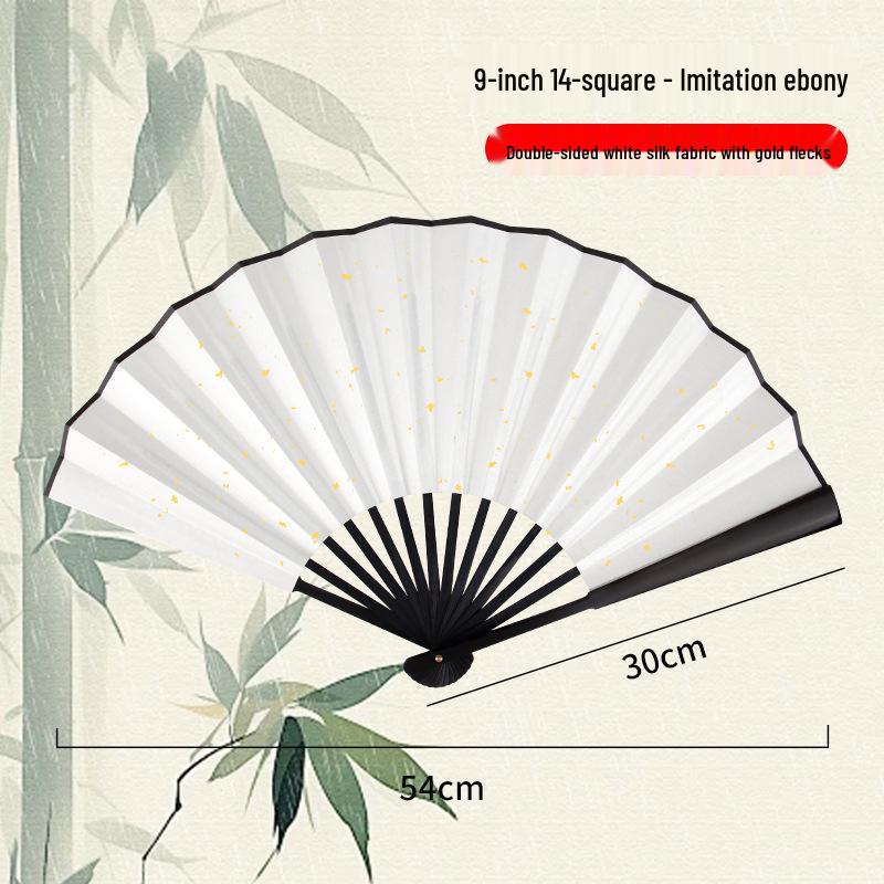 Silk Folding Fan: 8"-10" Waterproof, Tear-resistant, Calligraphy-Ready, Traditional Style