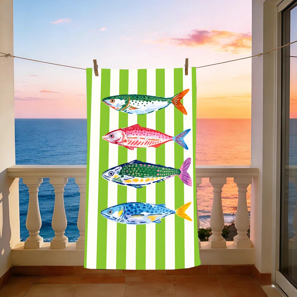 Coastal Vibrant Beach Print Towel Towel Beach Towel Oversized Quick Dry Towel Absorbent Soft Swim BeachTowels for Men Women