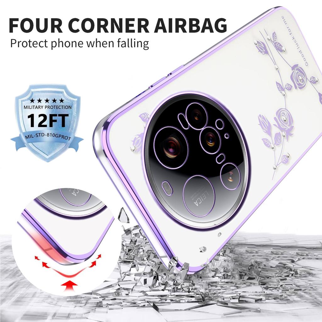 KADEM For Xiaomi 15 Ultra Case Flower Rhinestone Decor Electroplating TPU Phone Cover