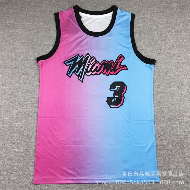 Maglia da Basket Miami Heat Uomo Donna Cotone Cucita Uniforme Squadra NBA Butler Wade Herro City Edition