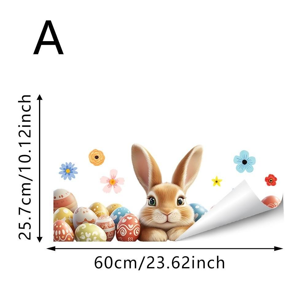 New Easter Flower Rabbit Sticker Self-Adhesive Waterproof Wall Stickers Removable PVC Festival Party Sticker Wall Decoration