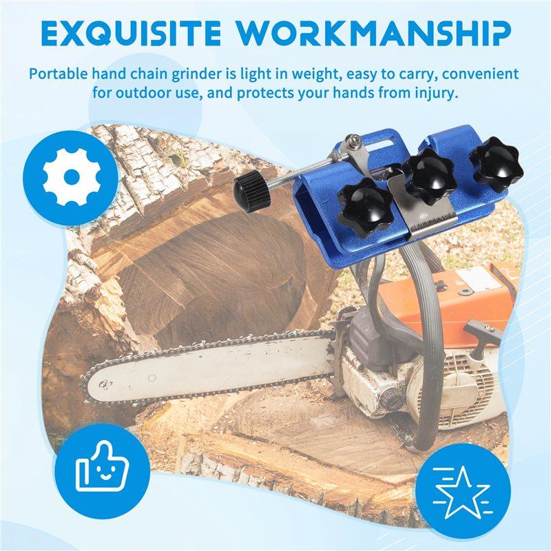 Fresh Portable Hand-Operated Chain Grinder Set Chain Clamp Grinder Chainsaw Chainsaw Quick Grinding Tool Easy To Use Blue+Silver