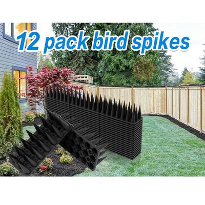 12Pcs Gardening Bird Repellent Mat Fence Wall Spikes Bird Spikes Burglar Anti Cat Climb Anti-Bird Spikes Straps Yard Supply Tool