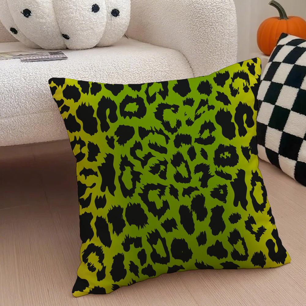 Trendy Fashion Art Leopard Print Texture Cushion Cover Throw Pillow Cover Hidden Button Durable Polyester Chair Cushion