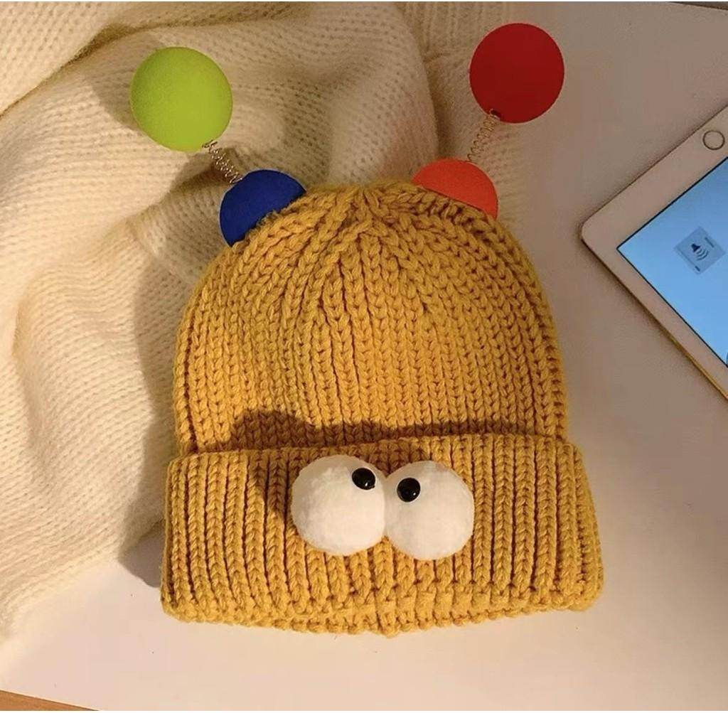 Chapéu de Tricô de Monstro Pequeno de Olhos Grandes Desenho Animado Para Mulheres Fofo Excêntrico Casais Gorro de Inverno