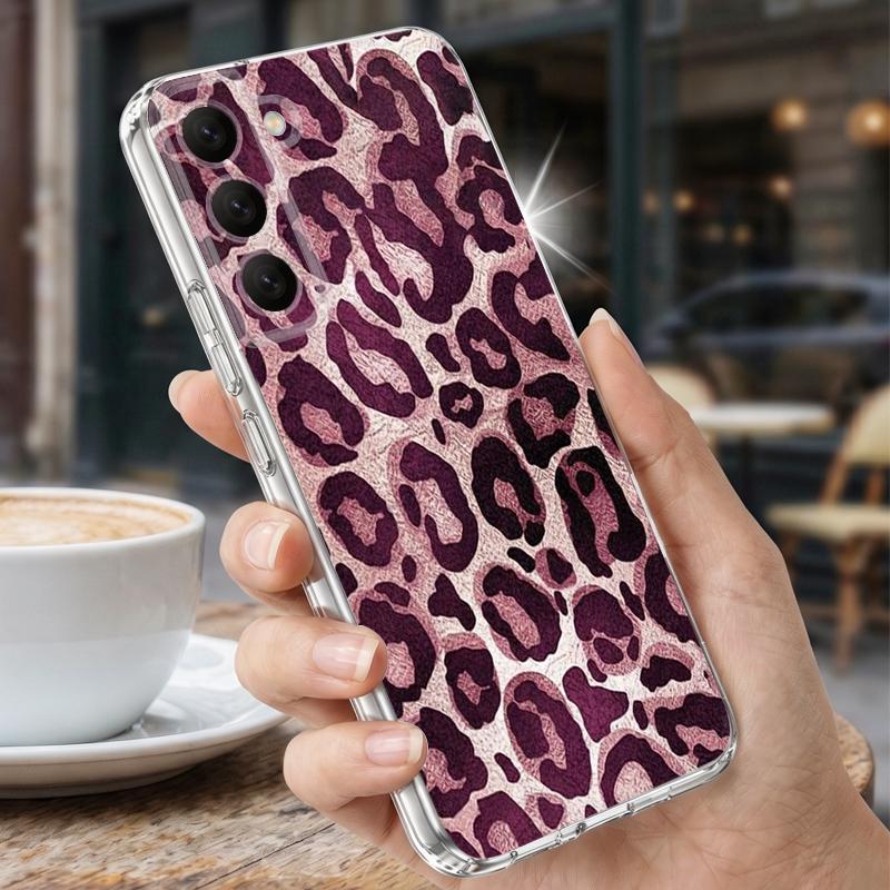 Leopardmönstrat skal för Samsung A57 S26 Ultra A37 A17 A56 A36 A26 A16 A55 A35 A25 A15 A54 5G S21 FE S22 S23 S24 S25 Plus Genomskinligt mjukt TPU-skydd