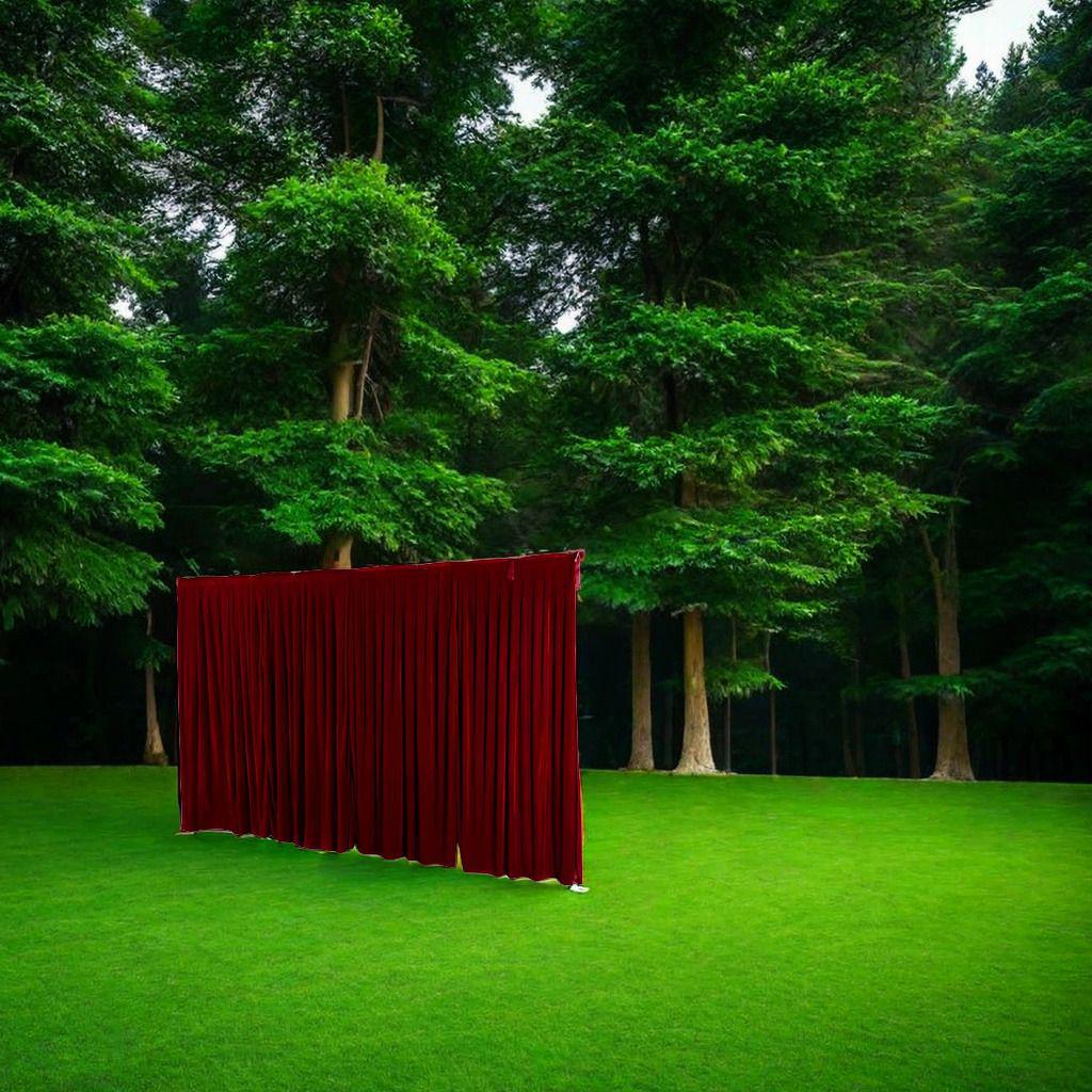 Wine Red Velvet Wedding Canopy and Gauze Curtain 3m H x 2m W with Tie