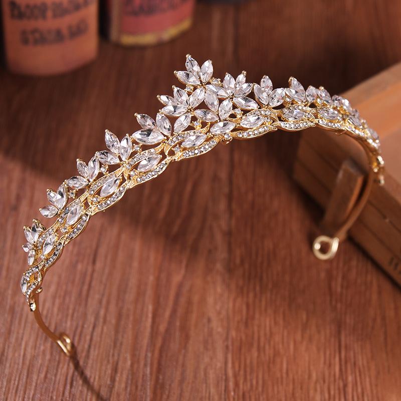Kristallblatt Braut Diadem für Damen Strass Hochzeitskrone Silber Gold Roségold Haar Accessoires für Braut Abschlussball Schönheitswettbewerb