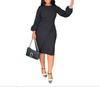 Plus Size Fashion Women Long Sleeve Dress Slim Work Dress