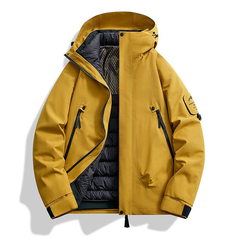 Unisex Three-in-One Detachable Ski Jacket  Pants Set - Casual, Warm, Outdoor Mountaineering Apparel L