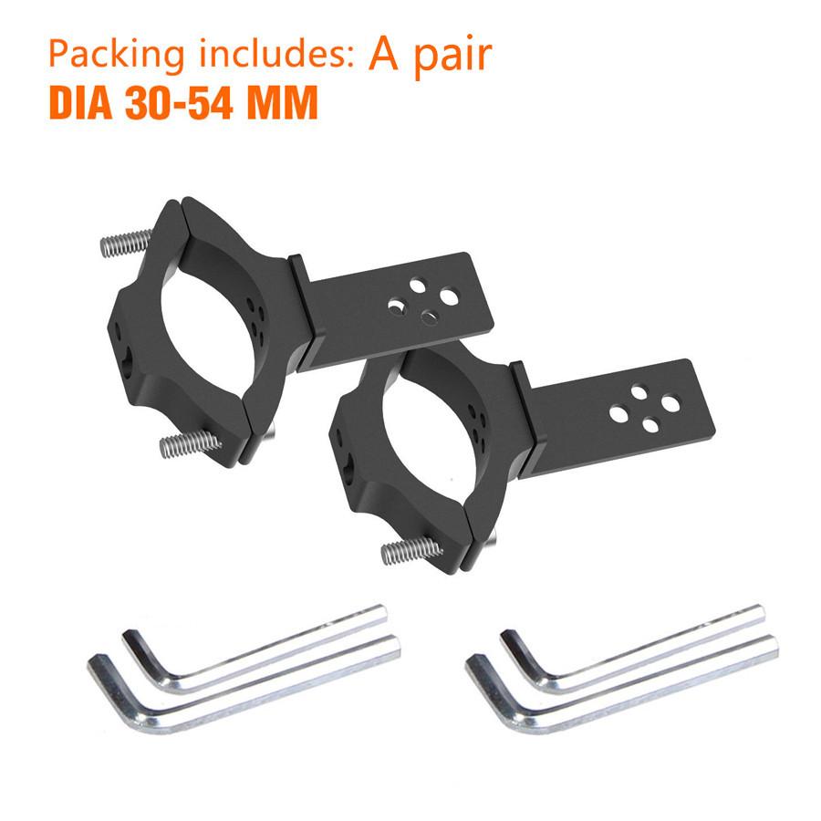 

2pcs LED Headlight Bracket Pipe Fork 30-54mm Mount Driving Fog Lamp Clamp Holder Stander For Cafe Racer Chopper Motorcycle