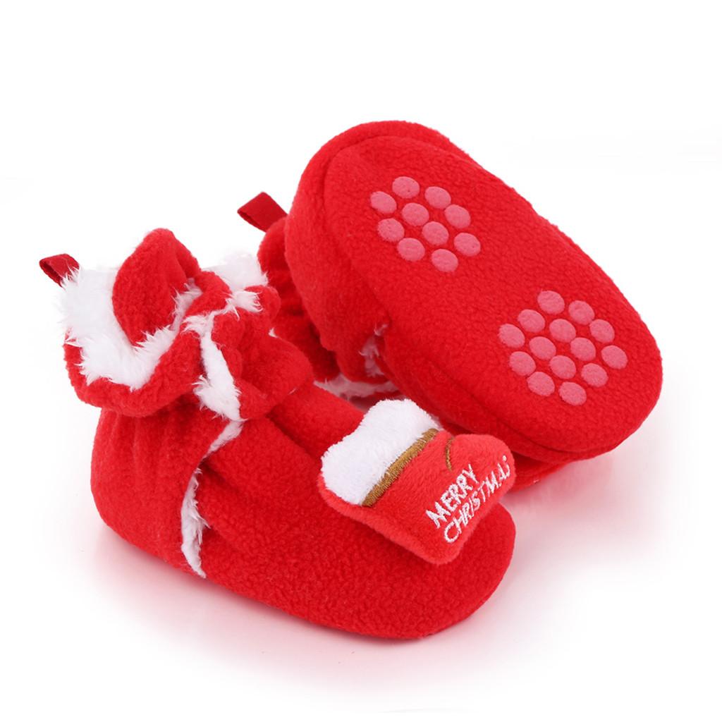 Newborn Infant Baby Girls Christmas Shoes Footwear Crib Warm Winter Bootie