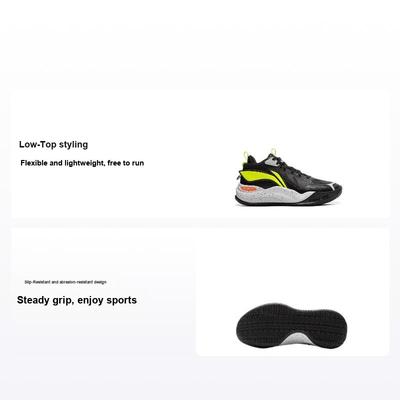Li Ning Kids Basketball Territory V2 Comfortable Non-Slip Breathable Rebound Support Low-Top Basketball Shoes Kids Sneaker Black YKBV040-3