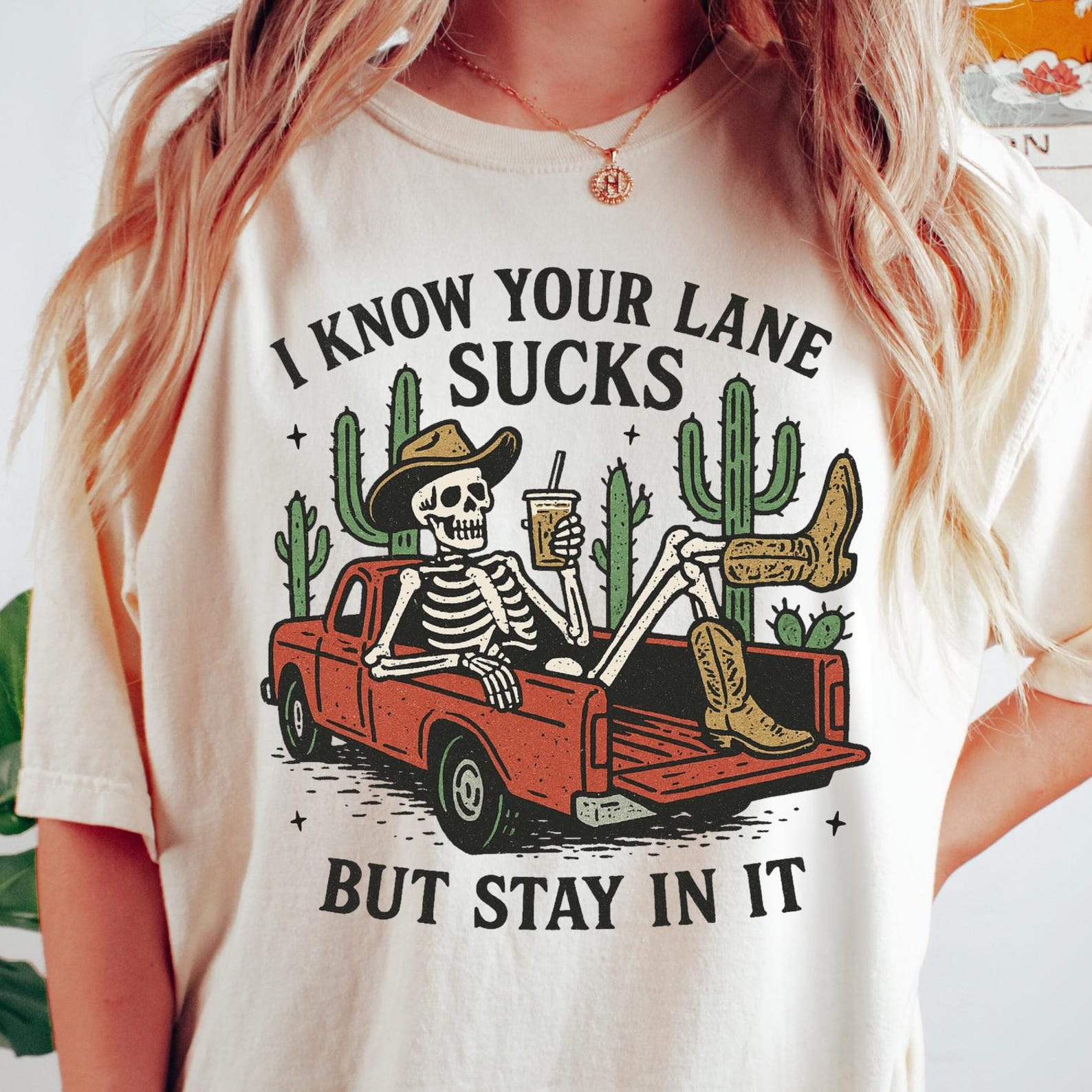 Stay In Your Lane Comfort Colors® T-Shirt - Western Skeleton Shirt - Funny Sarcastic Skeleton Graphic Tee XL