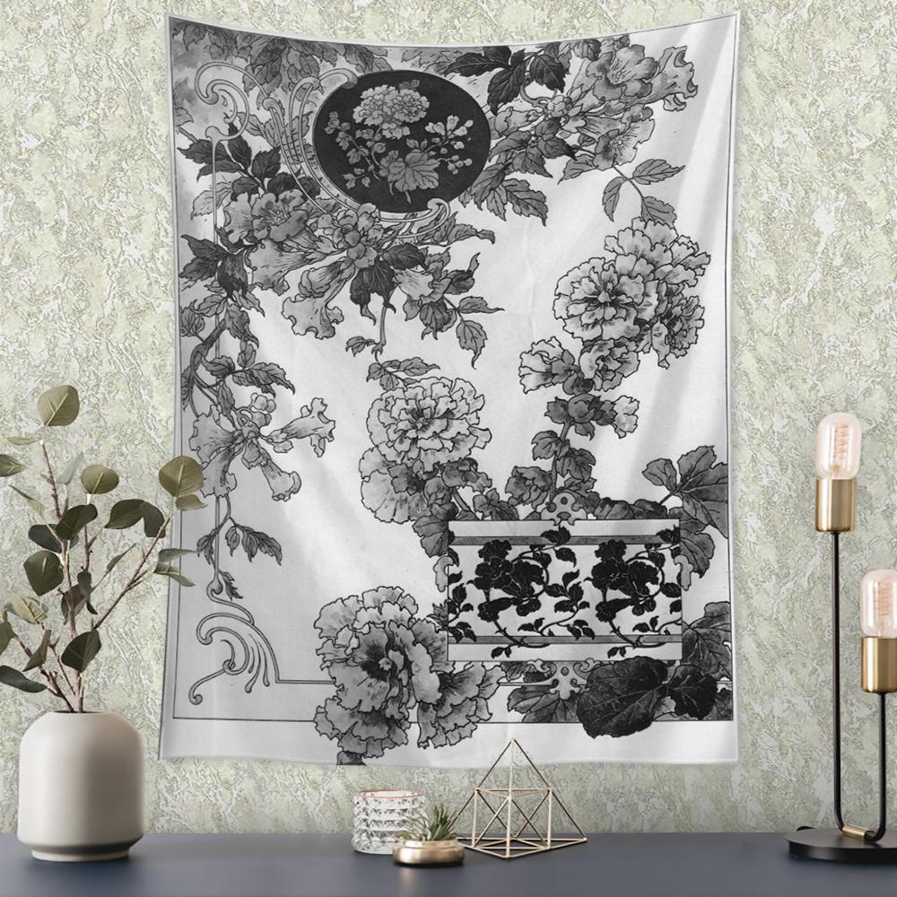 European Retro Floral Relief Painting Mural Wall Hanging Bohemian Home Print Background Cloth Art Room Decor Tapestry