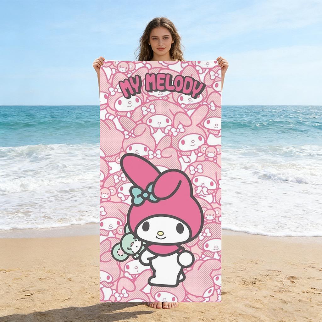 

My Melody Beach Towel Cute Sanrio Character Quick Dry Bath Towel for Kids Beach Pool Spa W30*H60(CM)