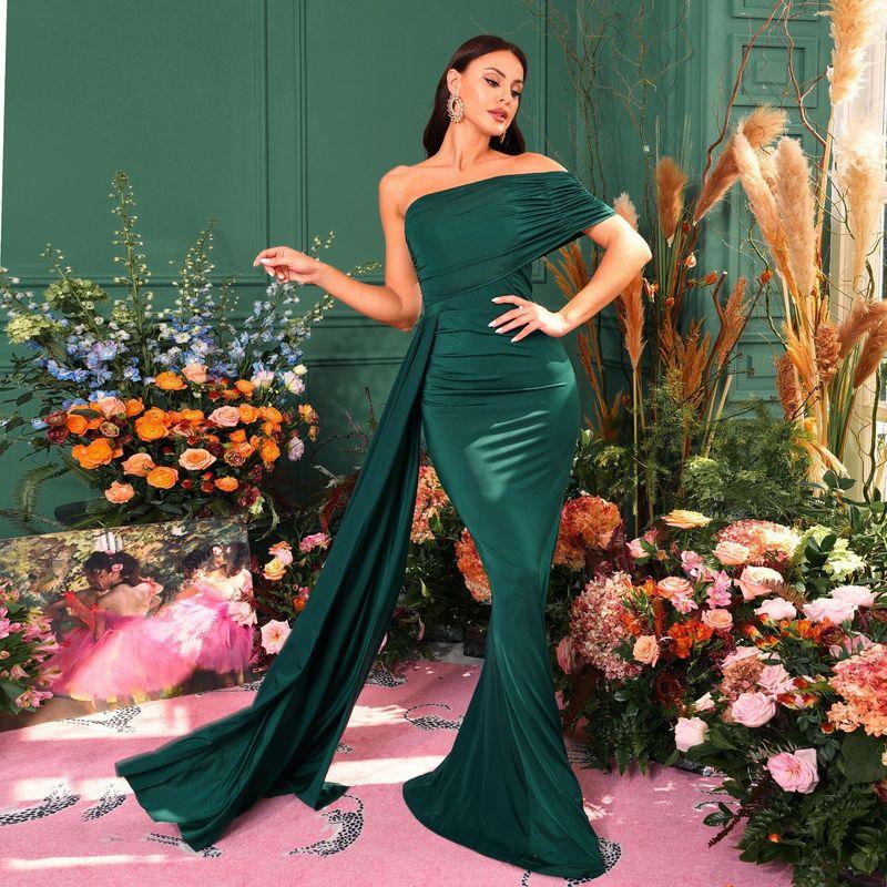 European and American Style Sexy Strapless Long Dress Evening Gown Wedding Party Women s Wedding Dress Green XXL
