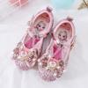 Girls' princess shoes, new style shoes for little girls, spring and autumn soft-soled crystal shoes, fashionable children's flat Velcro shoes