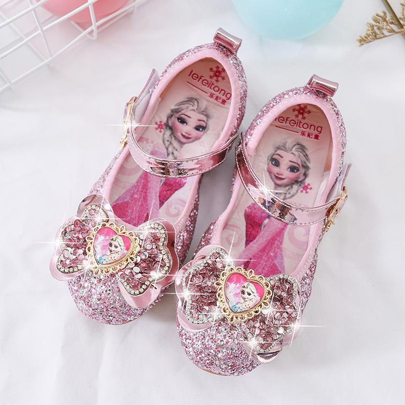 

Girls princess shoes, new style shoes for little girls, spring and autumn soft-soled crystal shoes, fashionable children s flat Velcro shoes 22 розовый