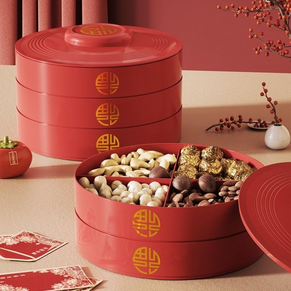 2 Layers Nut Serving Tray 8-Compartment Biscuit Fruit Plate Multi-functional Candy Box Party