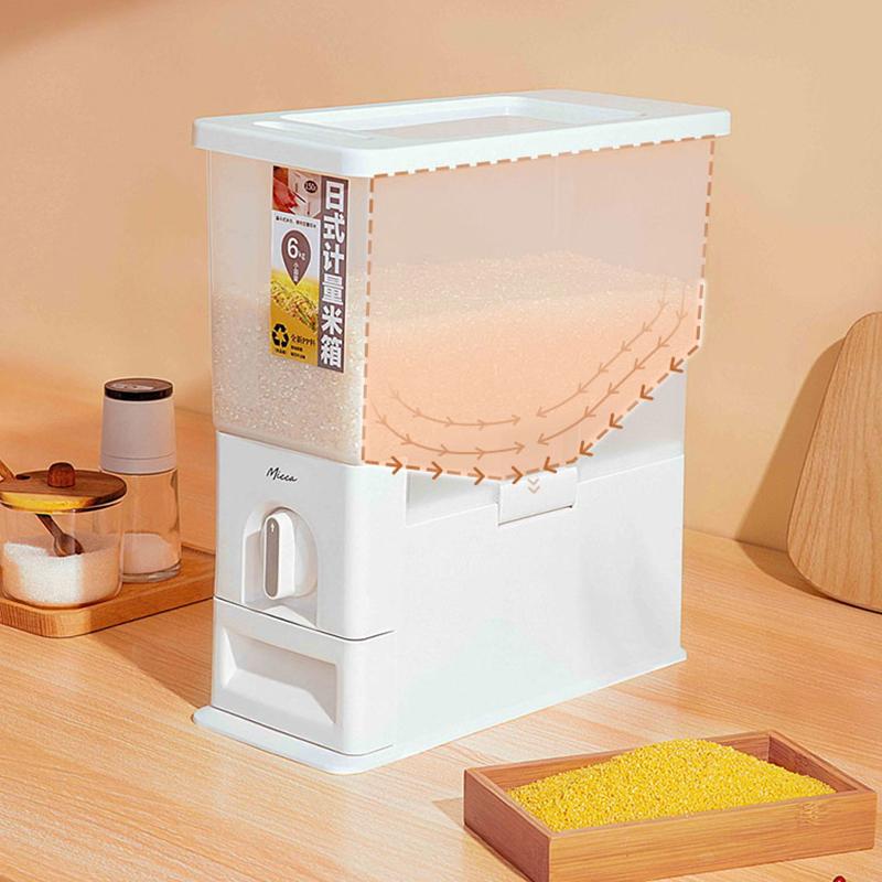 6kg 10kg Automatic Rice Bucket Quantifiable Cereal Dispenser Insect-proof Moisture-proof Sealed Rice Box Food Storage Container