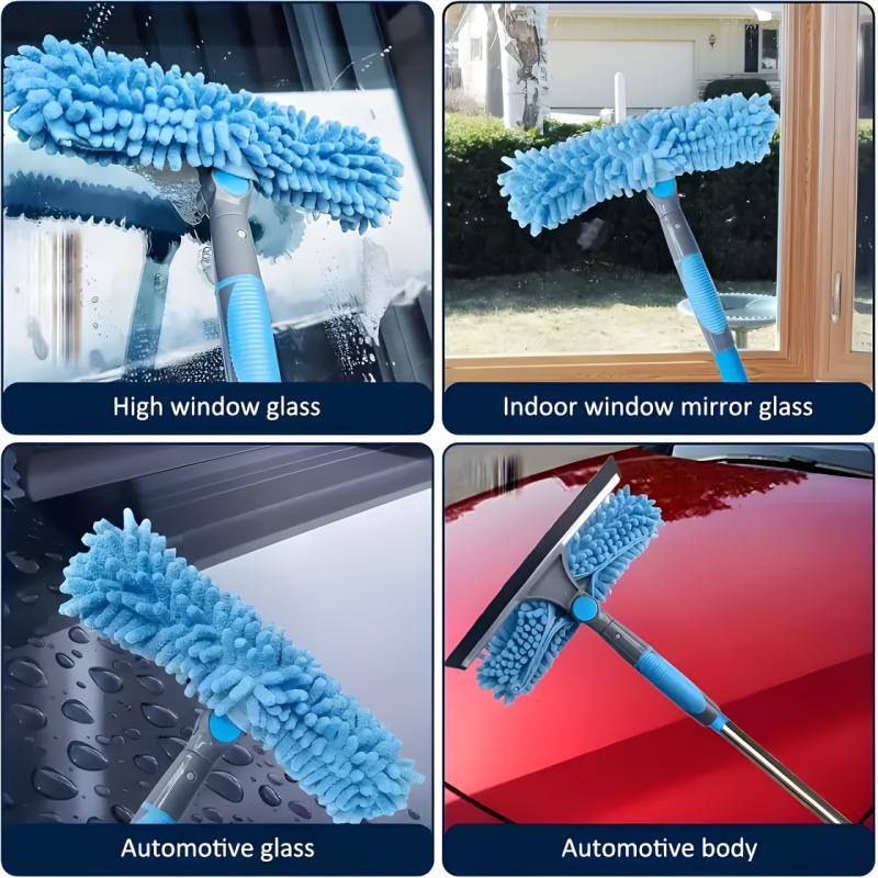 2-In-1 Double-Sided Window Cleaner Squeegee For High-Rise Glass Safety Scraper Professional Window Cleaning Tool Durable Stainless Steel Blade