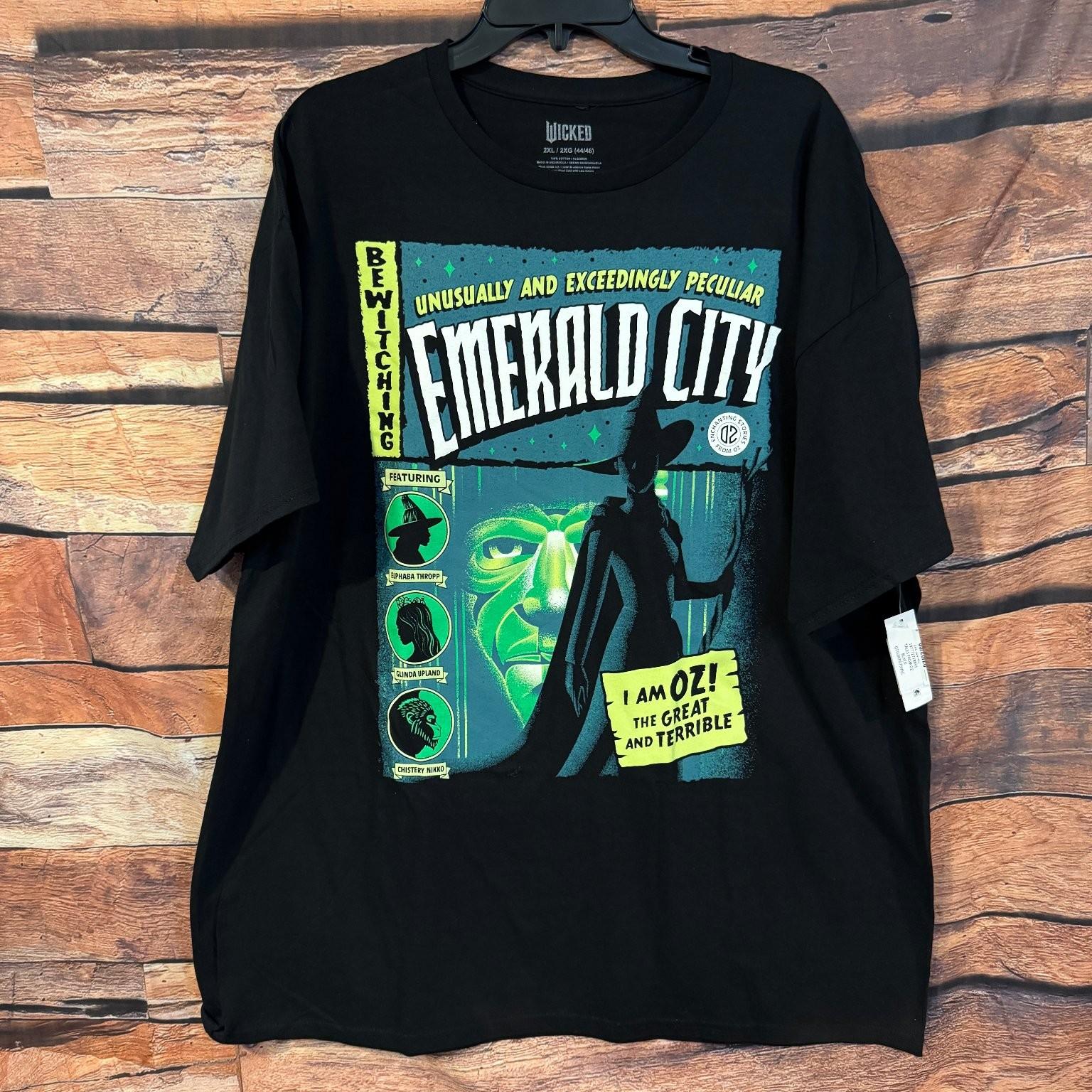 WICKED Men s Black 2XL Emerald City Oz Graphic Cotton Tee Unisex T-Shirt XXXXL