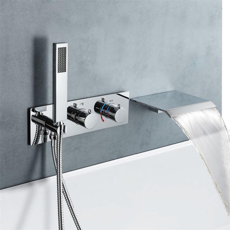 Gunmetal Copper Concealed Bathtub Shower Faucet with Hot/Cold Waterfall Feature