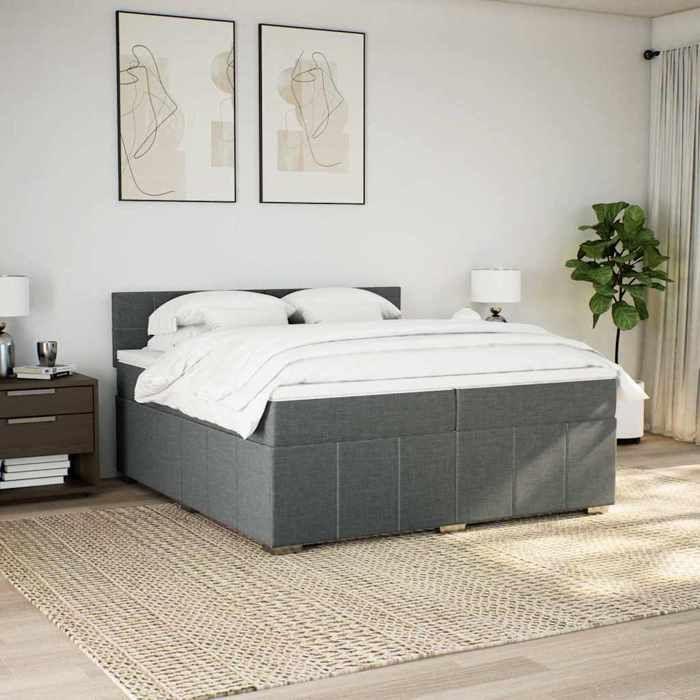 VidaXL Sommier à lattes de lit avec matelas Gris foncé 200x200cm Tissu 3287176