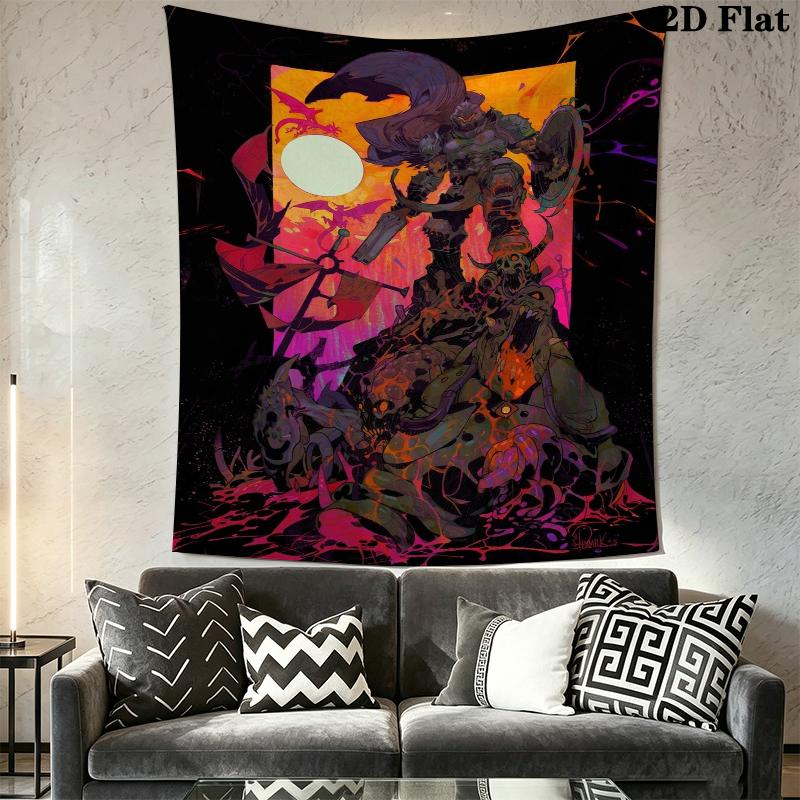 DOOM The Dark Ages Arazzo da Parete Appeso Estetico a Parete Coperta in Tessuto Stampato Arazzi Decorativi per Camera da Letto Soggiorno Decorazioni per la Casa
