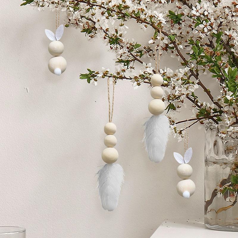 1Set Ornament Party Decoration Hanging DIY With Wood Beads Heart Jute Rope Tassel Craft Christmas Tree Heart Shape