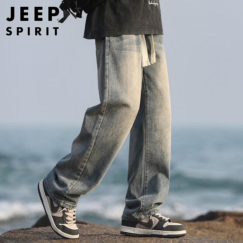 JEEP SPIRIT Men's Retro Loose Straight Leg Jeans