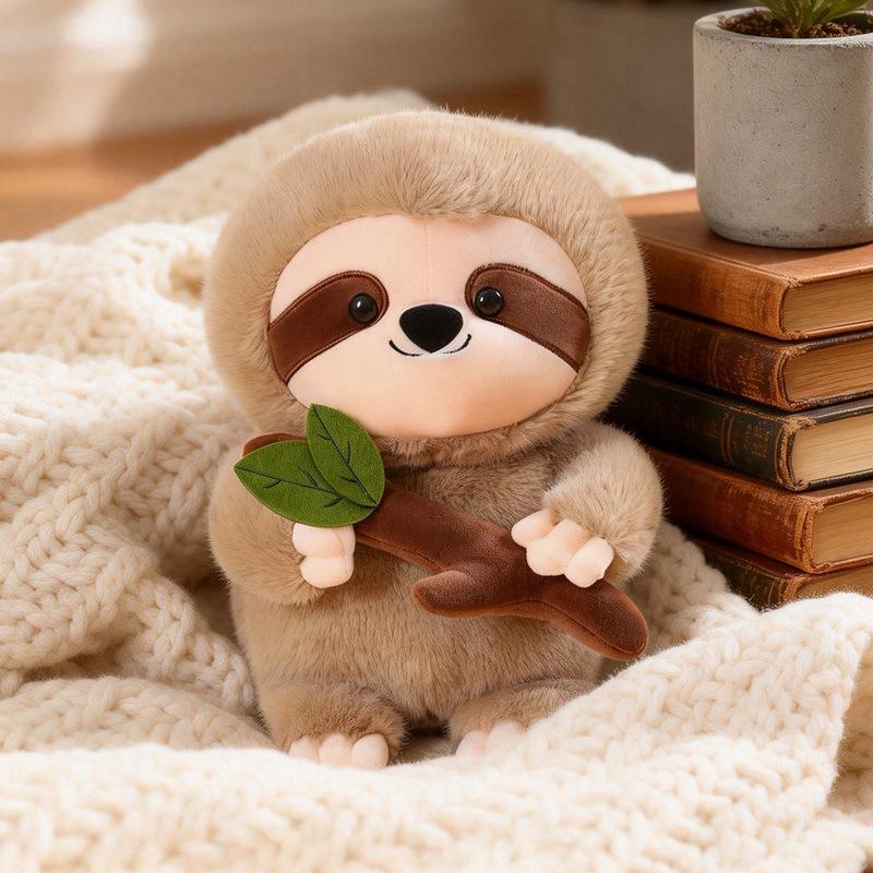 Cross-Border Leaf Sloth Plush Toy - Forest Animal Doll, Claw Machine Ornament, Children s Day Gift Khaki Leaf Sloth