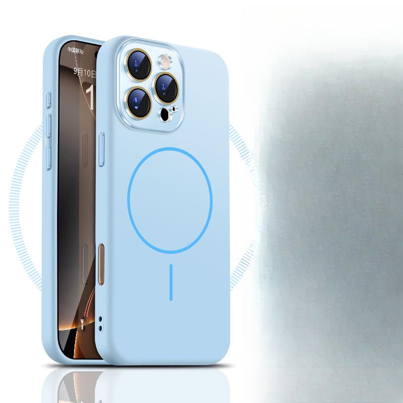 Mode Dopamin IPhone16promax Magnetische Hülle Geeignet für Apple 15nm Linse Flüssigsilikonhülle