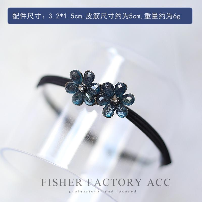 

2023 Blue Rhinestone Flower Scrunchies Women Girls Elastic Hair Rubber Bands Accessories Tie Hair Ring Rope Headdress Headwear Rope Diameter 5 cm