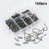 160pcs Barbed Fish Hook With Eye Metal Eyed Sea Fish Hook for Metal Fishing Tackle Rustproof Single Hook Enduring