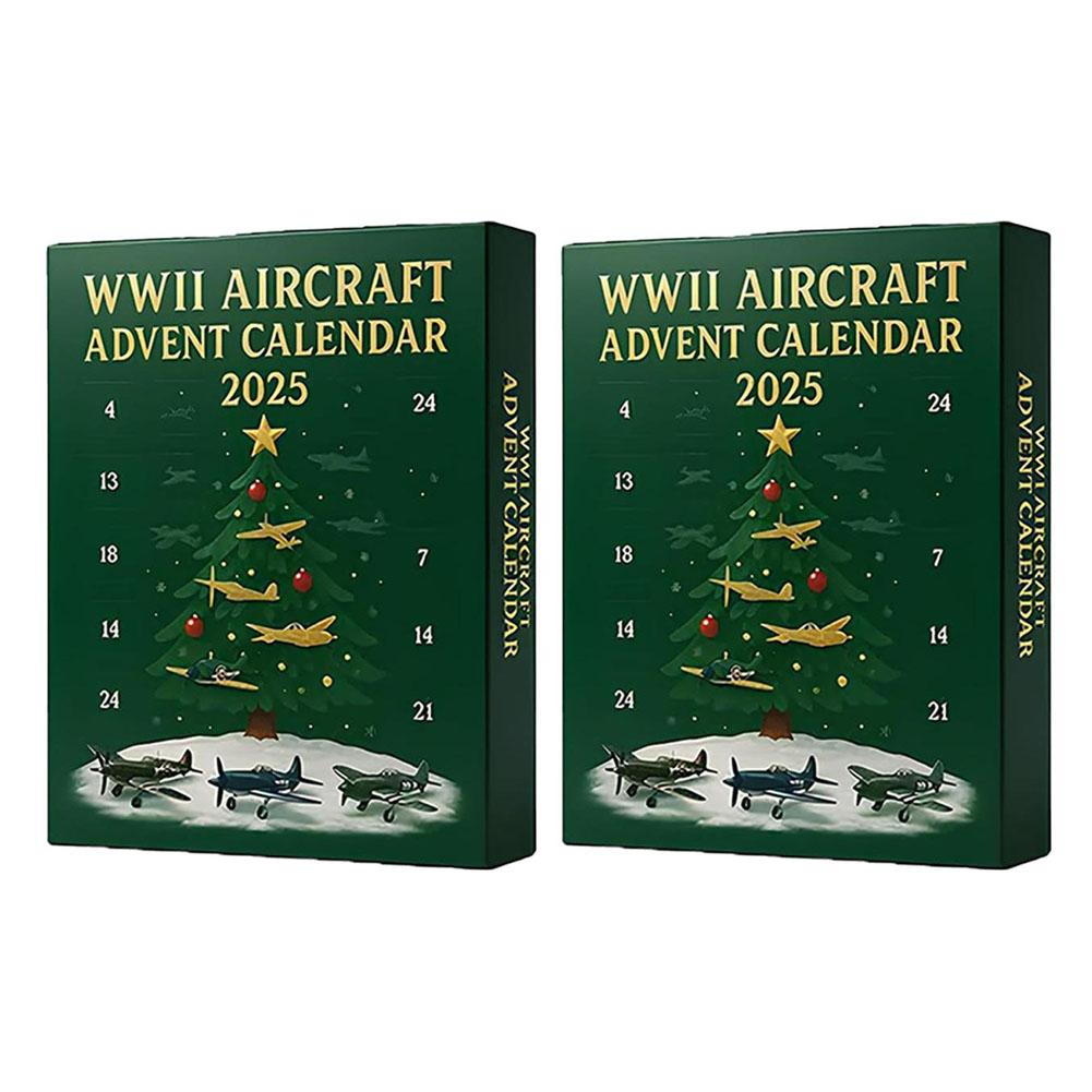 Verbessertes 3D Zweiter Weltkrieg Flugzeug Adventskalender 2025 Mit 24 2D Acryl Einzigartige Mini-Kriegsvögel Weihnachten Adventskalender Geschenke Für Aviat