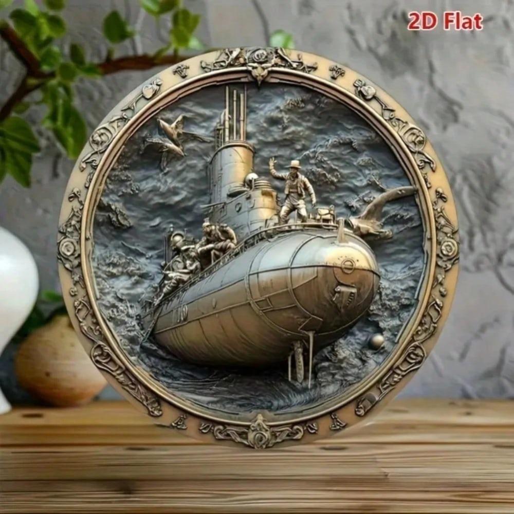Classic Submarine Metal Art Wall Decor for Home Office Maritime Theme
