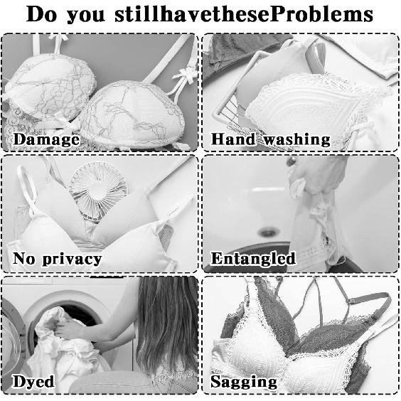 2 Pack Bra Laundry Bags for Washing Machine Lingerie Wash Dryer Bag Non-Deform 3D Protective Bracket Case with Handle and Zipper for Women Laundry