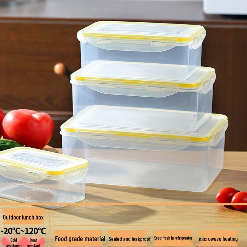 Microwave-Safe Rectangular Plastic Bento Box with Lid for Fresh Storage