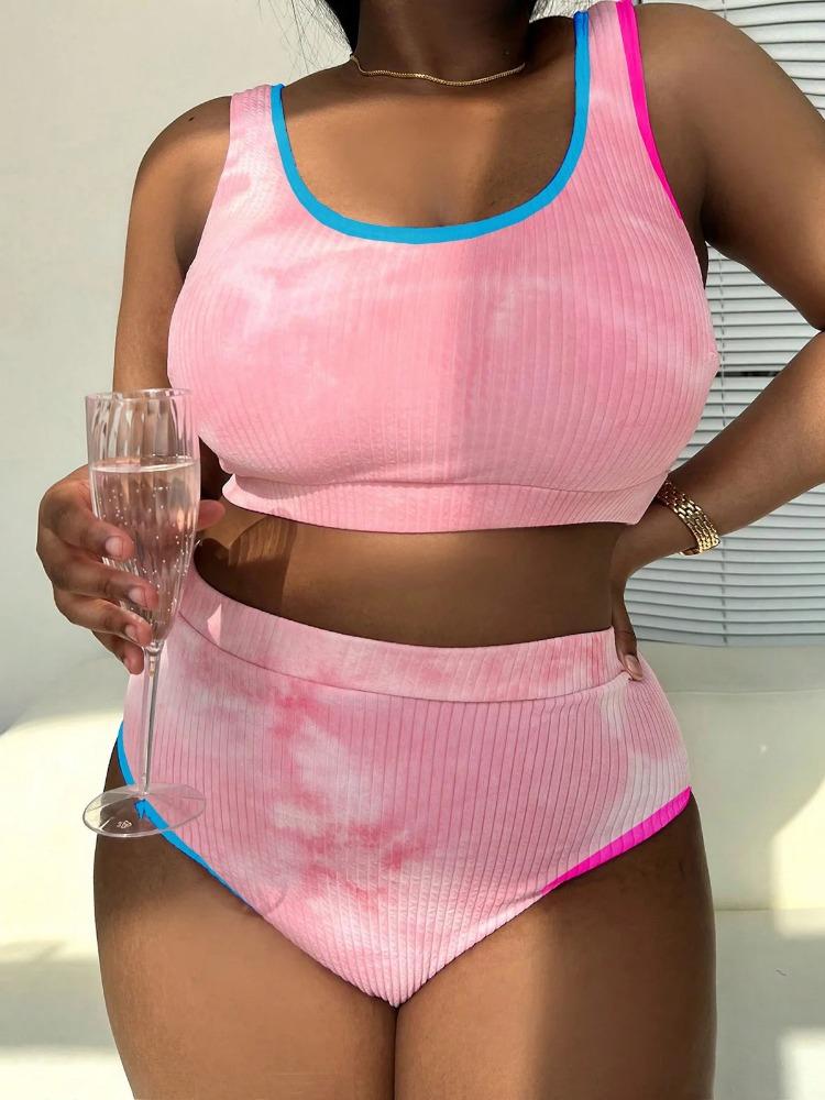 0XL - 4XL Novo Biquíni Tie Dye Tamanho Grande Maiô Plus Size Feminino Maiô Feminino Conjunto de Biquíni de Duas Peças Maiô