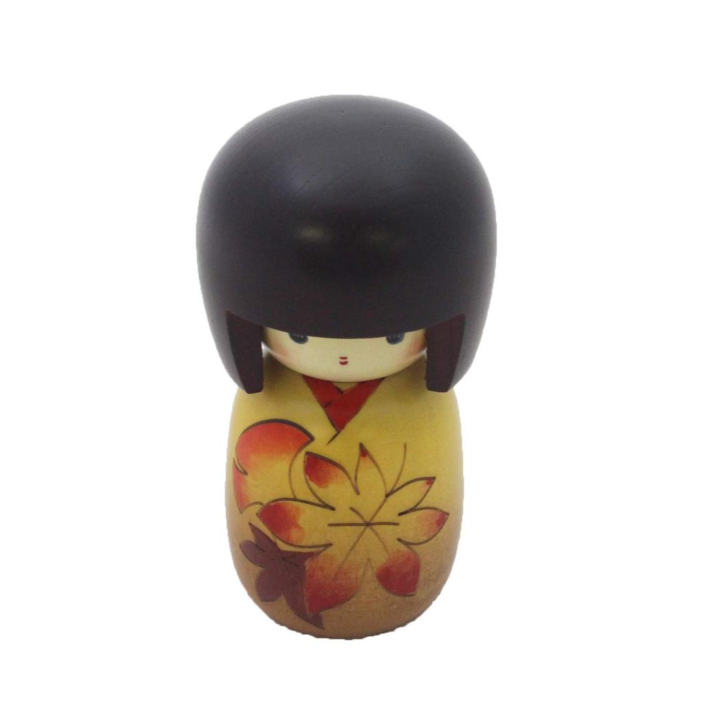 Original Kokeshi Doll, Flower Calendar (Autumn Leaves) (Prime Minister's Award Winner, Made by Masae Fujikawa), Made in Japan