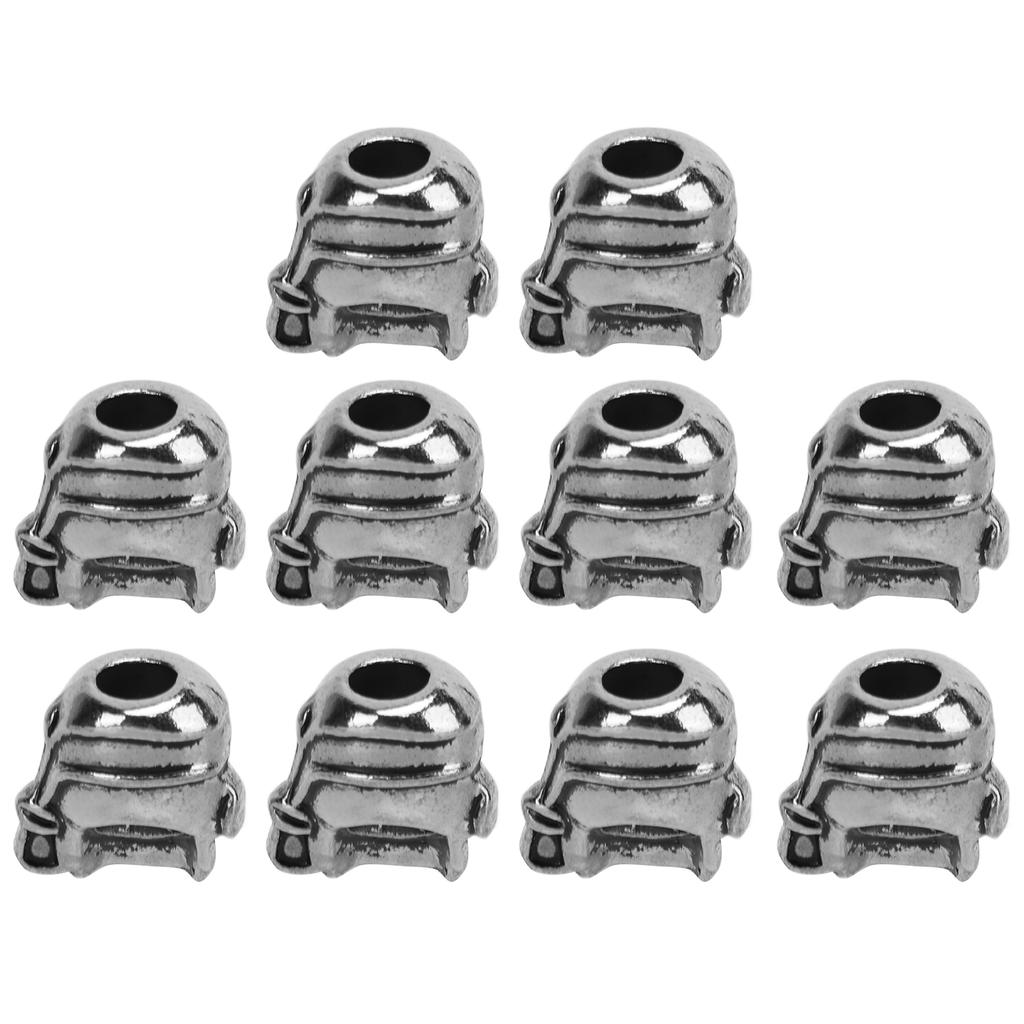 10Pcs Paracord Beads Metal Skull Pendant Buckle 4.5mm Hole for Knife Lanyards DIY Tool